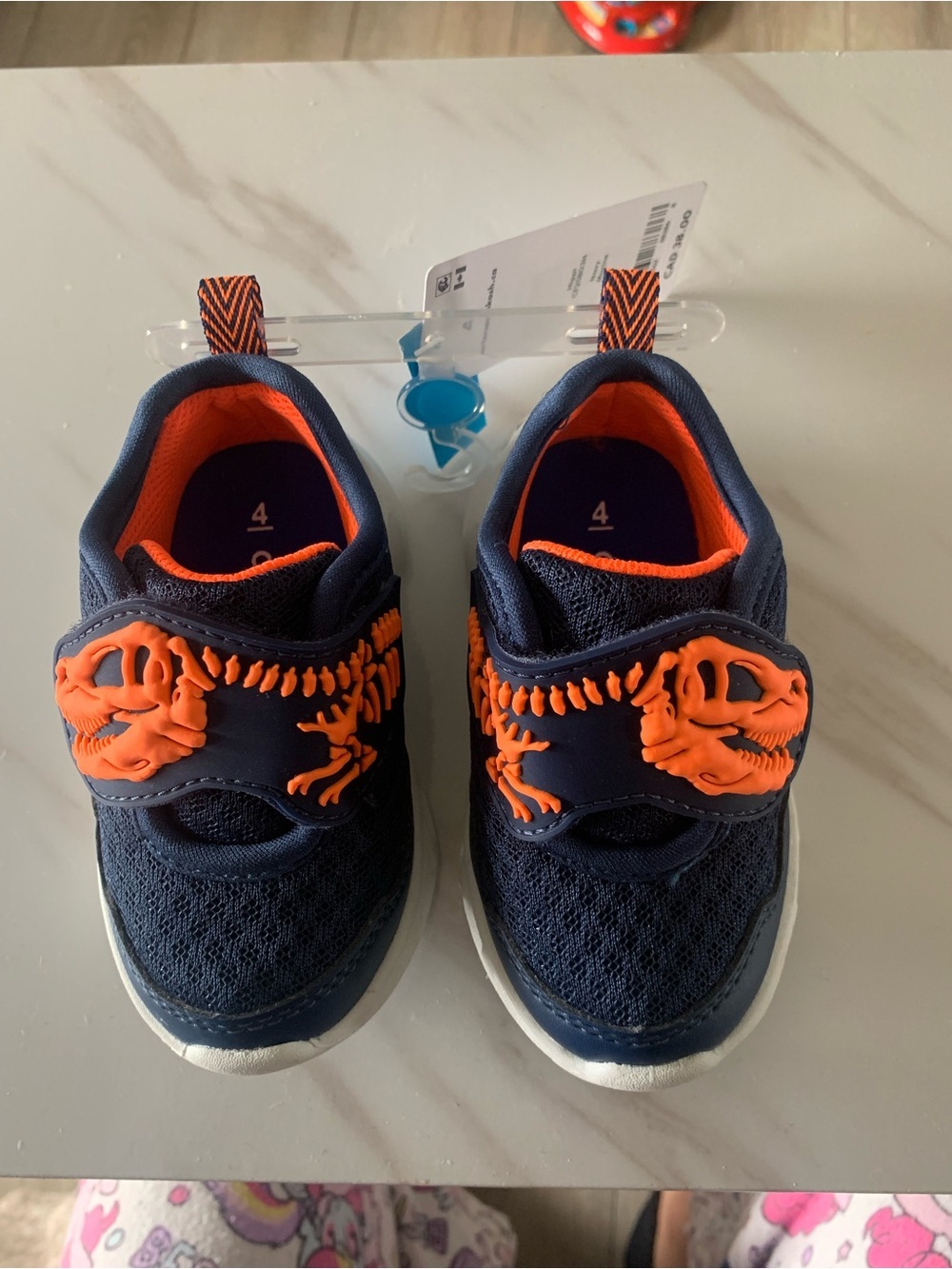 NWT CARTER Toddler Dinosaur Sneakers Size 4 Navy Orange